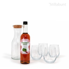 Kinkekomplekt karahvini, klaaside ja rabarberisiirupiga